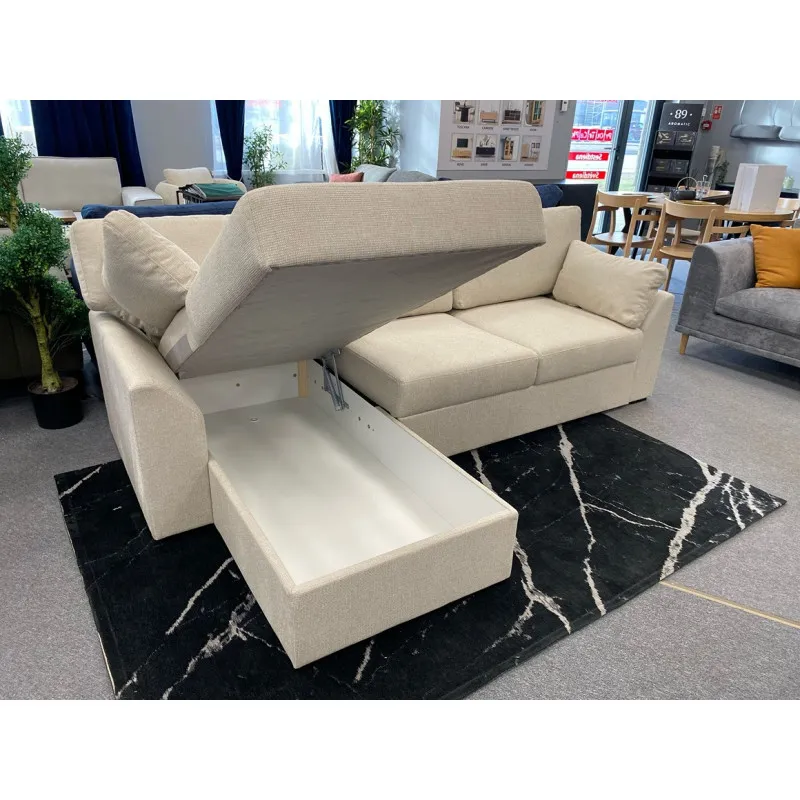 Sofa ELBA (Kairysis kampas, ištraukiamas)(Smėlio) Sofa ELBA (Kairysis kampas, ištraukiamas)(Smėlio)