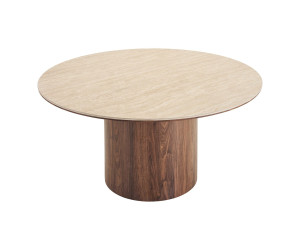 Valgomojo stalas DELPHI — spalva: travertino imitacija / tamsiai ruda; 140 × 140 × 76 cm Valgomojo stalas DELPHI — spalva: travertino imitacija / tamsiai ruda; 140 × 140 × 76 cm
