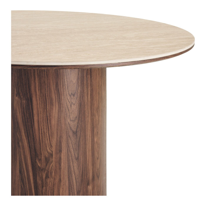 Valgomojo stalas DELPHI — spalva: travertino imitacija / tamsiai ruda; 120 × 120 × 76 cm Valgomojo stalas DELPHI — spalva: travertino imitacija / tamsiai ruda; 120 × 120 × 76 cm