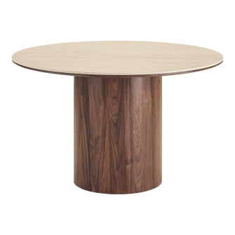Valgomojo stalas DELPHI — spalva: travertino imitacija / tamsiai ruda; 120 × 120 × 76 cm Valgomojo stalas DELPHI — spalva: travertino imitacija / tamsiai ruda; 120 × 120 × 76 cm