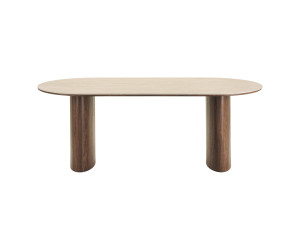 Valgomojo stalas DELPHI — spalva: travertino imitacija / tamsiai ruda; 210 × 100 × 76 cm Valgomojo stalas DELPHI — spalva: travertino imitacija / tamsiai ruda; 210 × 100 × 76 cm