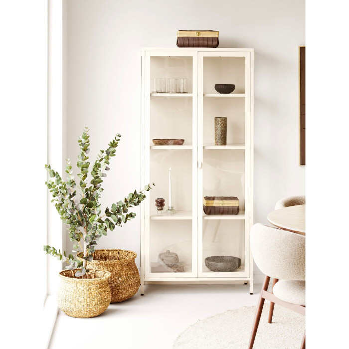 Vitrina BRISBANE — spalva: kreminė balta; 35 × 80 × 175 cm