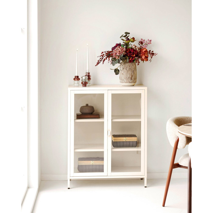 Vitrina BRISBANE — spalva: kreminė balta; 40 × 80 × 101 cm Vitrina BRISBANE — spalva: kreminė balta; 40 × 80 × 101 cm