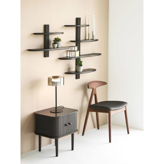 Sieninė lentyna ALIANO — spalva: juoda; 17,5 × 80 × 88 cm Sieninė lentyna ALIANO — spalva: juoda; 17,5 × 80 × 88 cm