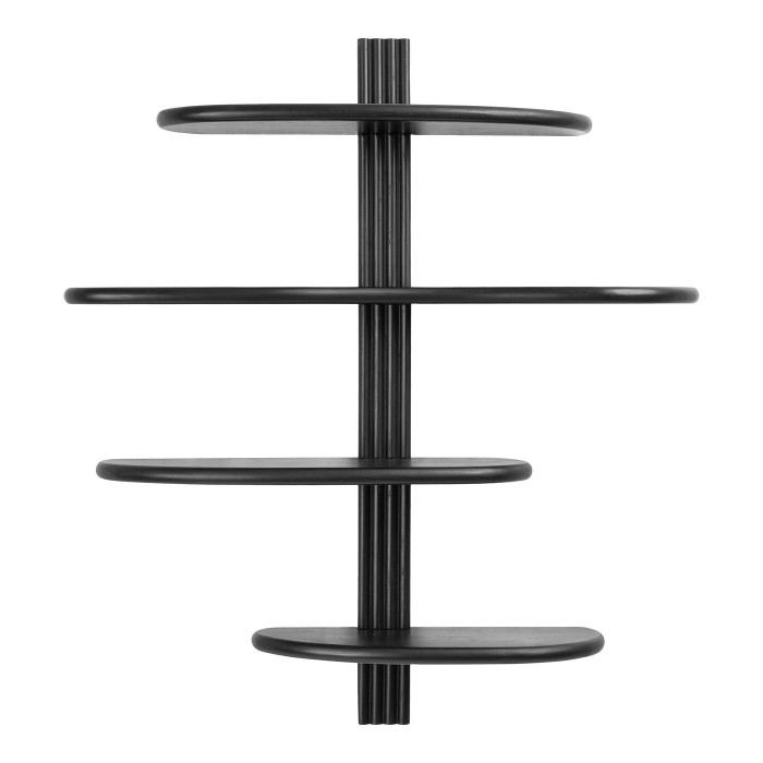 Sieninė lentyna ALIANO — spalva: juoda; 17,5 × 80 × 88 cm Sieninė lentyna ALIANO — spalva: juoda; 17,5 × 80 × 88 cm